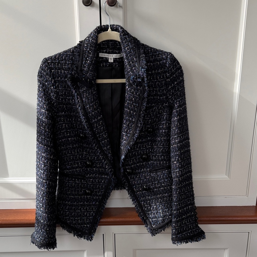 Veronica Beard Navy Shimmer Tweed Women's Blazer